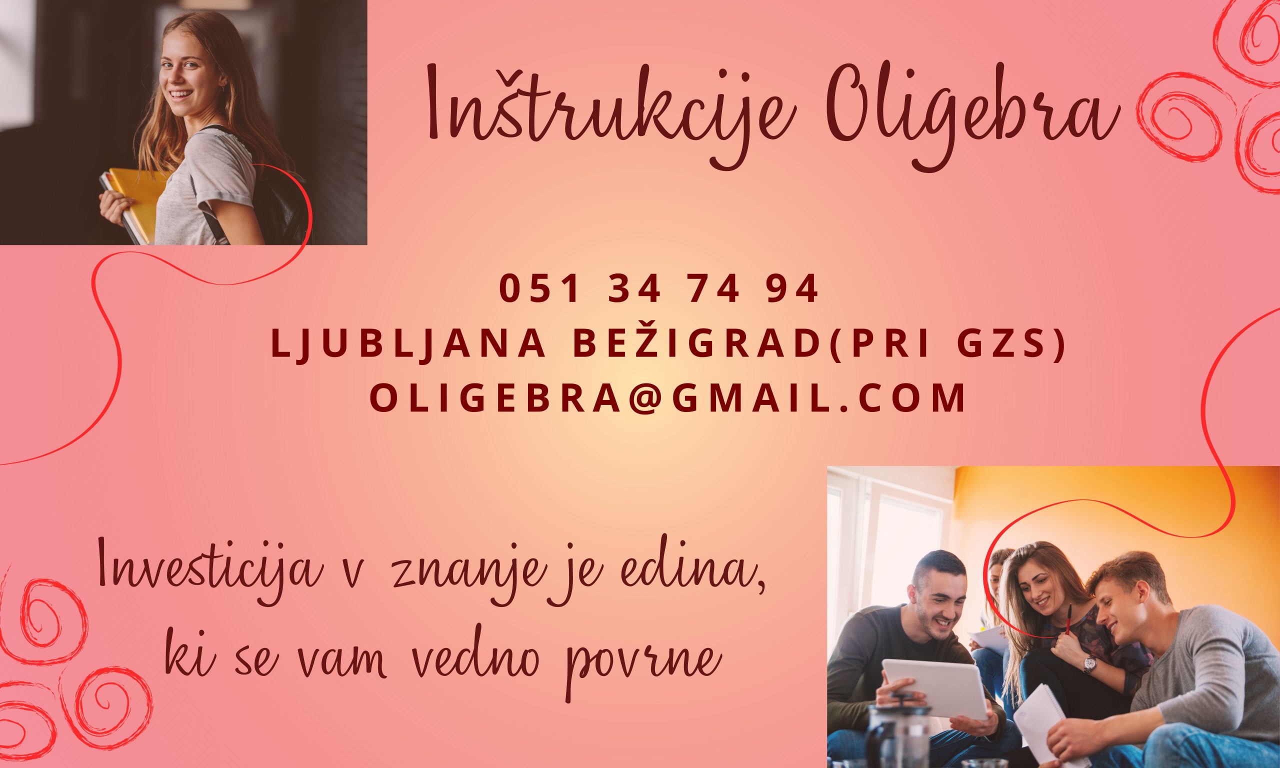 Inštrukcije matemtike Ljubljana Bežigrad (pri GZS- Dimičeva ulica)